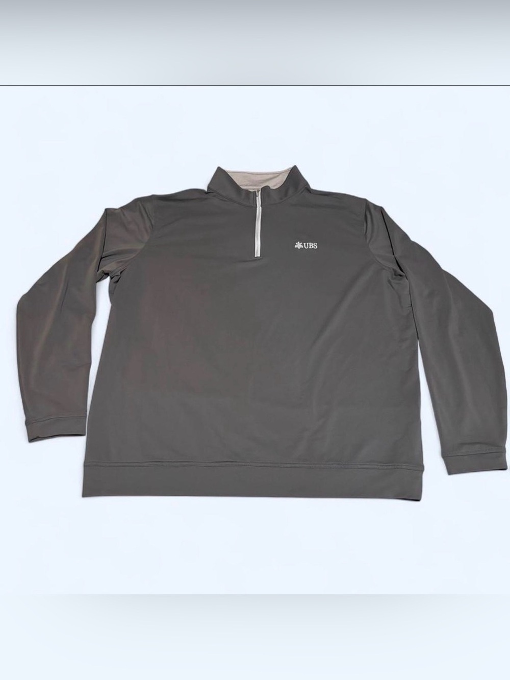 Peter Millar Quarter Zip Pullover Mens XXL Gray UBS Logo Golf Sweater Sweatshirt